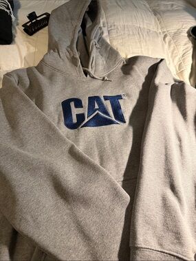 CAT Logo Grey Hoodie for Pets - Grey with Blue Logo
